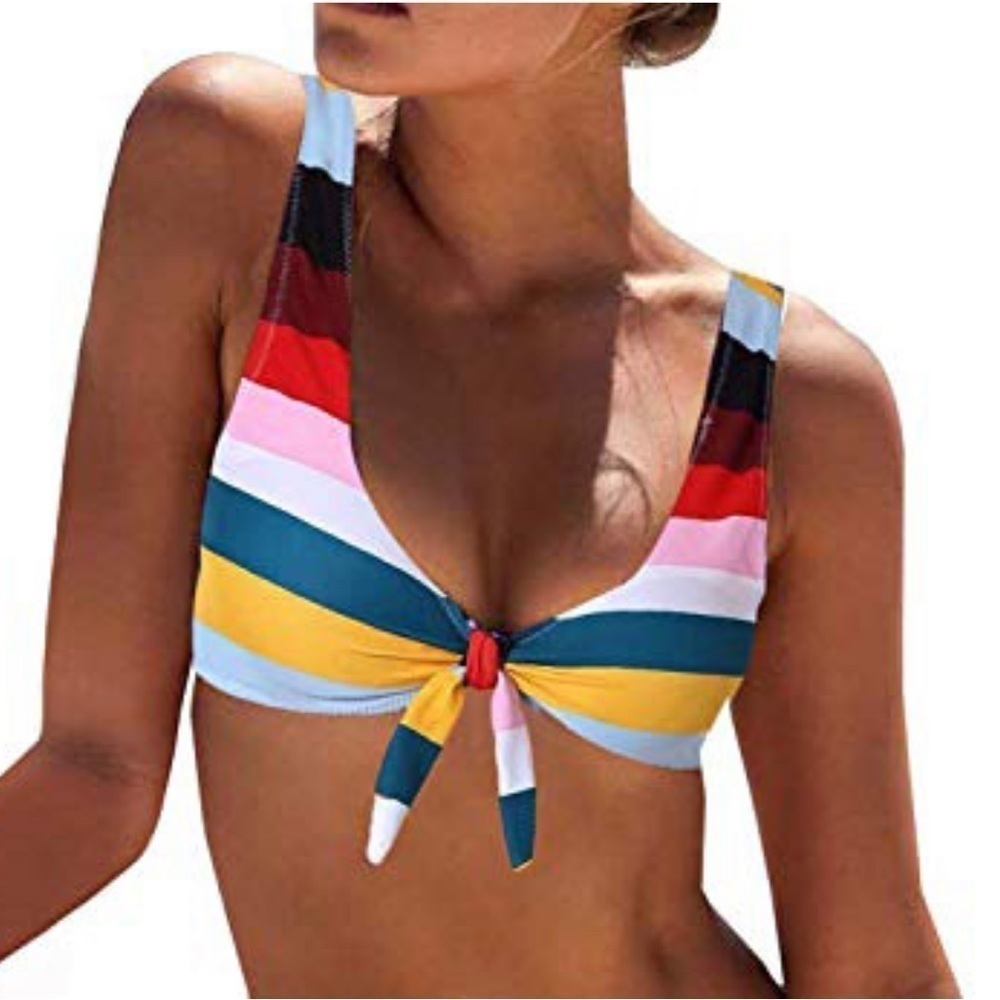 ❤️ BLOOMING JELLY Striped Bikini Top Size S
